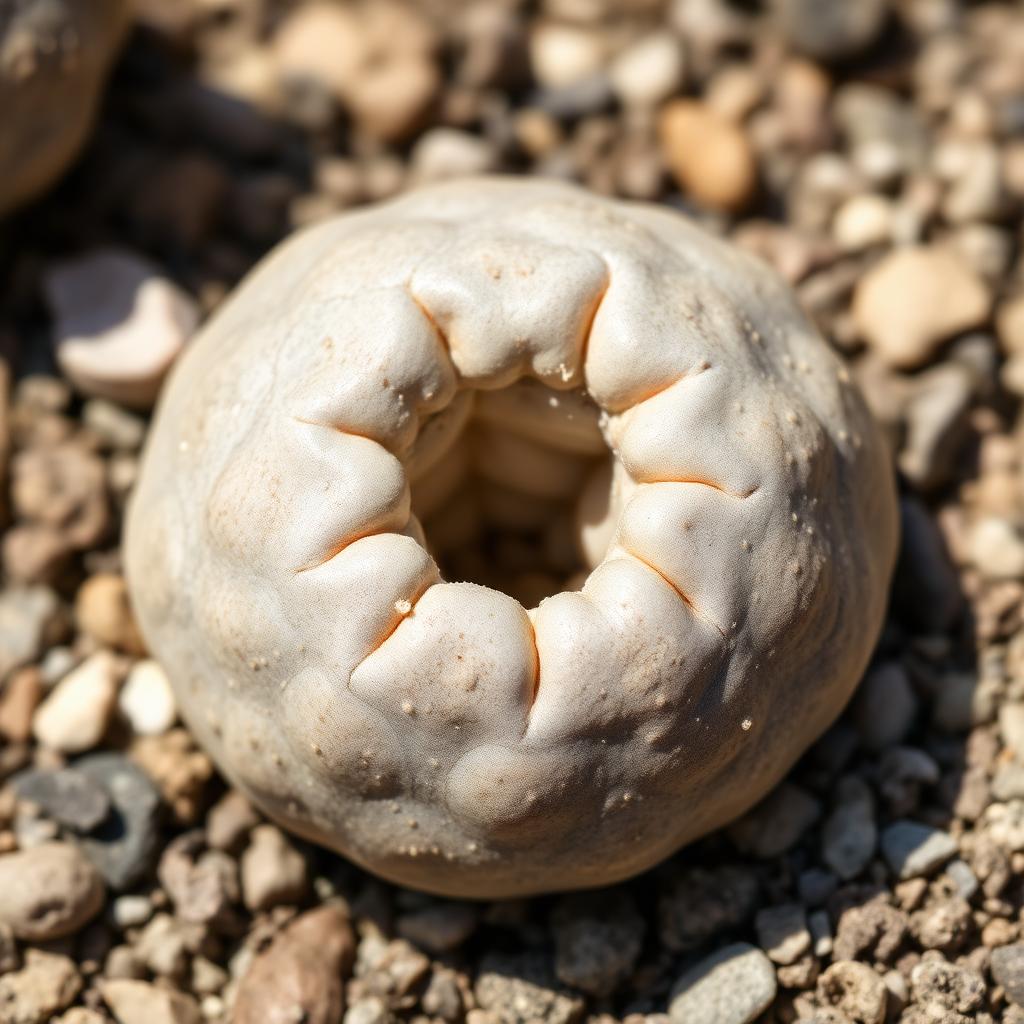 Lithops hermetica — pale grey-brown body with nearly closed window (AI reference)